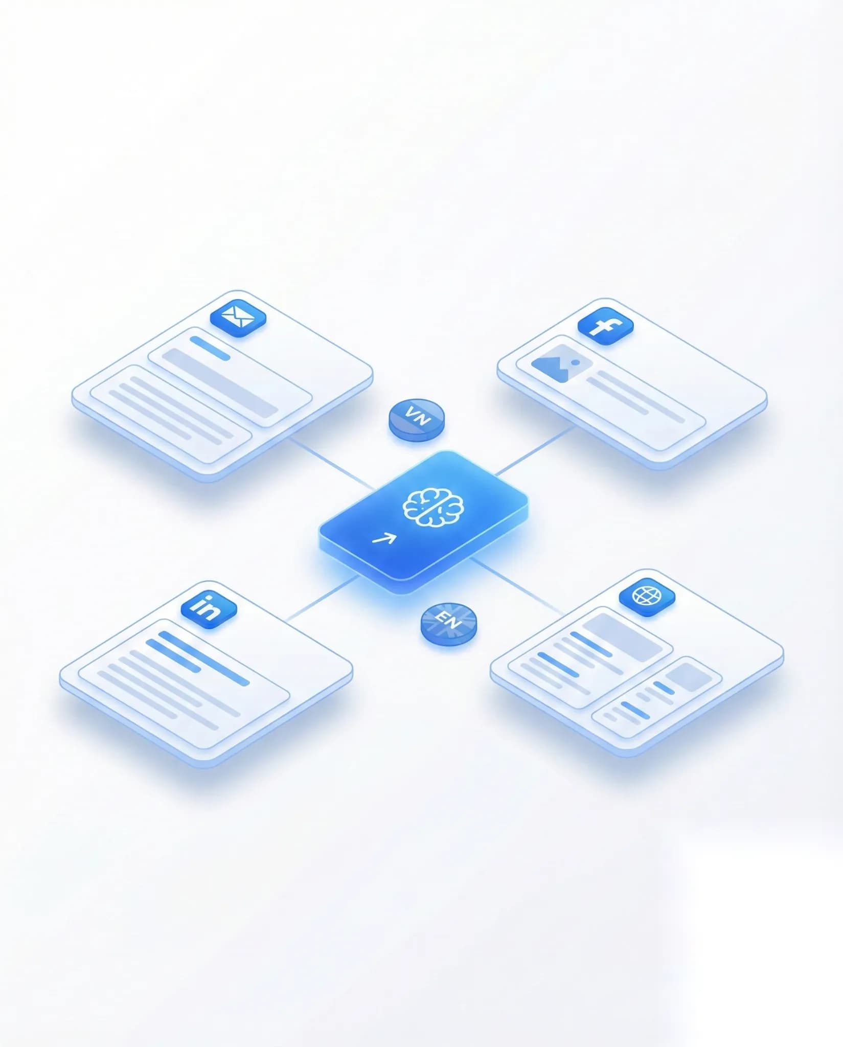 Social post generation with multilingual output